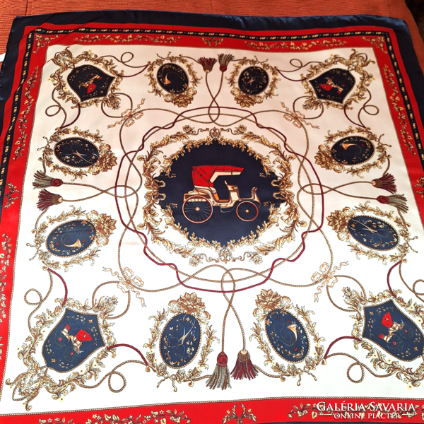 Silk scarf, horse-drawn carriage pattern (large)