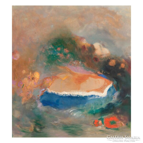 Ophélia kék fátyolban a vízben /1900-1905/ Odilon Redon festőművész alkotásának reprodukciója