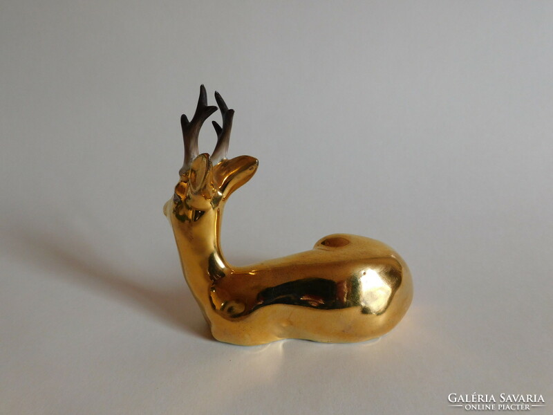 Zsolnay Sinkó roe deer figure - gold eosin