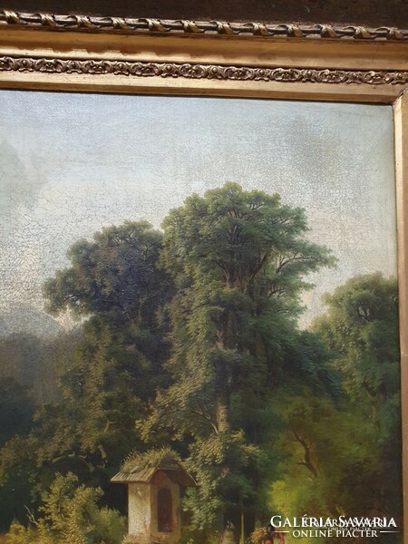 Leopold stephan's landscape made in 1861. Oil on canvas. A beautifully painted romantic painting.
