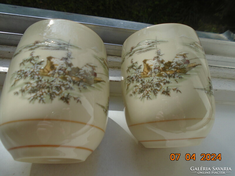 Kínai Yunomi teás csésze páros dombor festéssel,dobozában,érdekes jelzéssel