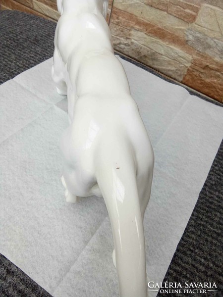 Nagyméretű art deco fehér porcelán tigris