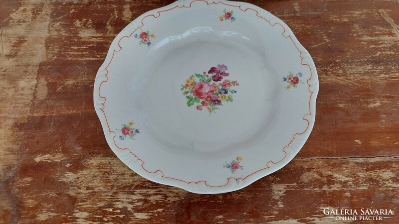 3 Zsolnay porcelain plates with floral red stripes