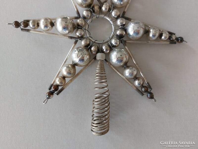 Old glass Christmas tree decoration Christmas tree top decoration silver star