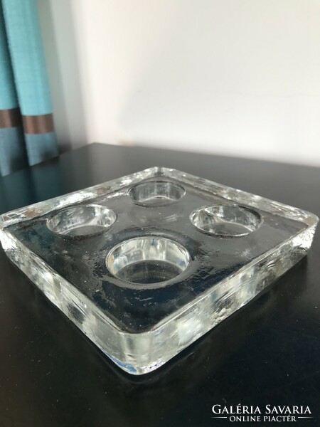 Thick, minimal design glass candle holder, fits 4 candles (m108)