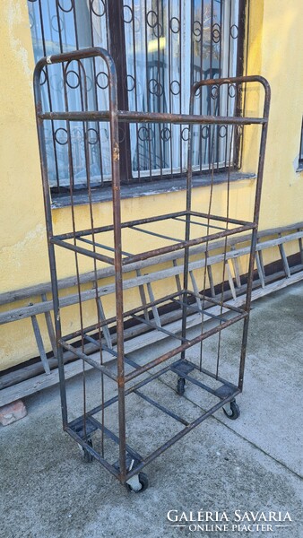 Rolling metal shelves