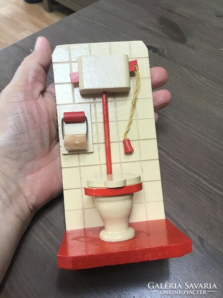 Old German toy toilet accessory made of wood