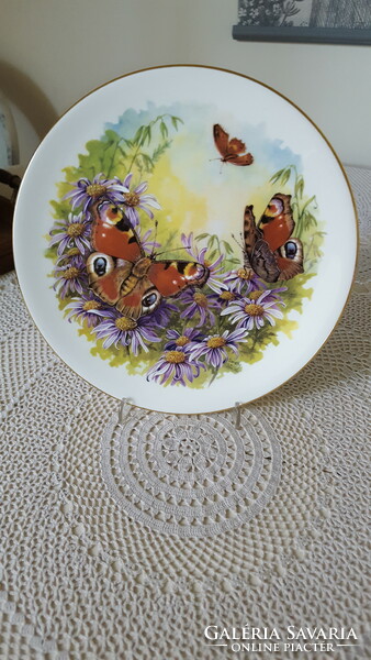 Csodaszép pillangós,virágos Royal Grafton porcelán tányér,falidísz