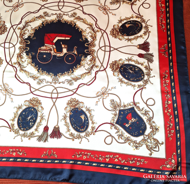 Silk scarf, horse-drawn carriage pattern (large)