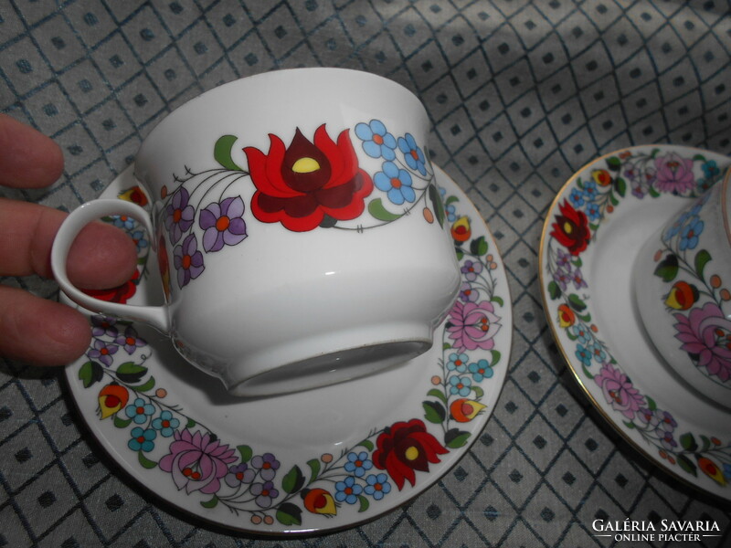 6 Kalocsa hand-painted tea cups + saucers - the price applies to 6 pcs