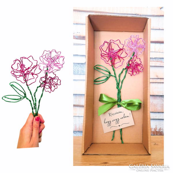 Flower bouquet made of wire - unique eternal flower - floral gift idea for ladies - artificial flower rose, peony