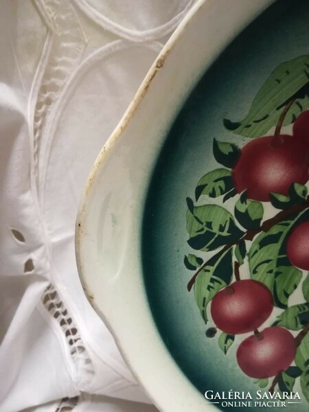 Kispest granite cake plate, serving plate, with cherry pattern.