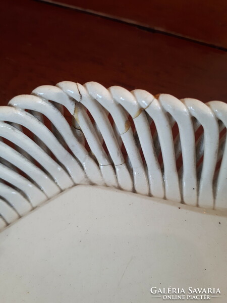 Ceramic cake tray with wicker edge - ceramics from Sárospatak