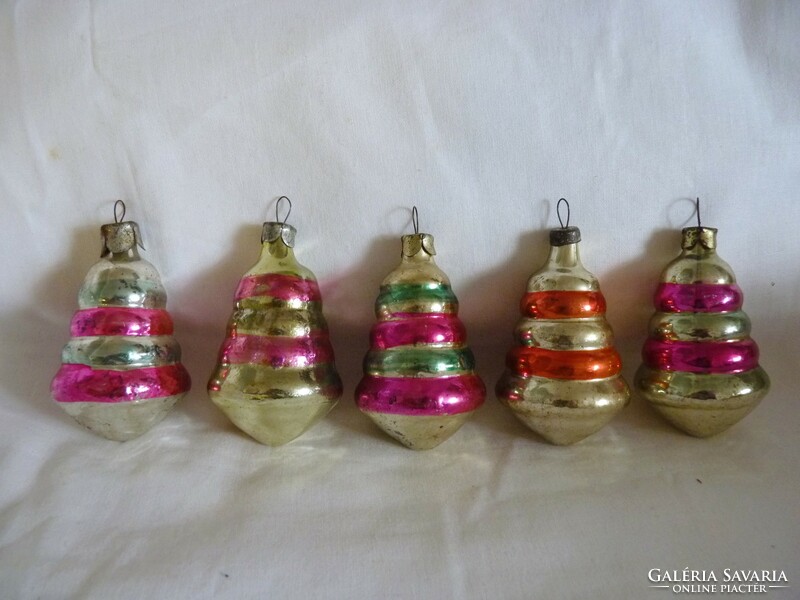 Old glass Christmas tree decorations - 5 pyramids!