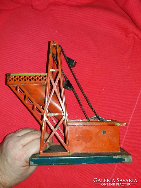 Antik DRGM fém német működő játék kavicsbánya lift kitermelő torony modell a képek szerint