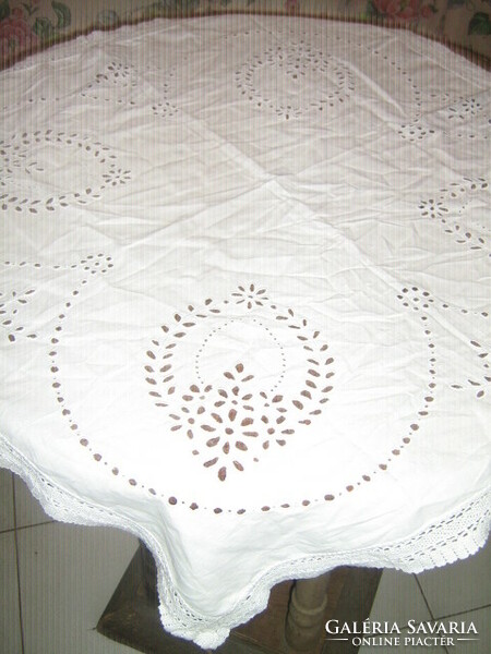 Beautiful white antique Madeira tablecloth