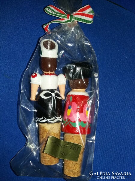 Retro Hungarian traffic goods corn Jancsi and Iluska wooden bottle stopper figures unopened toy according to pictures