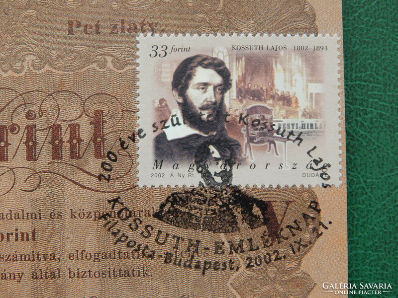 Képeslap - Kossuth bankó, 200 éve született Kossuth emléknap, alkalmi bélyegzés