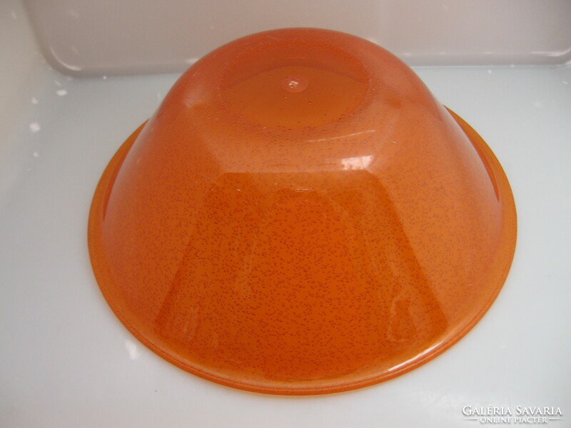 Akril kristály narancs színű buborékos salátás tál