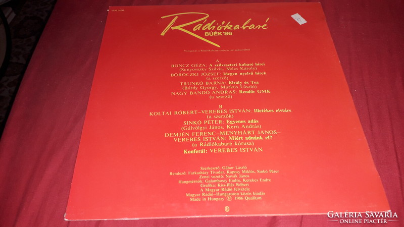 Régi bakelit nagylemez LP :RÁDIÓKABARÉ 1986 jó állapotban képek szerint