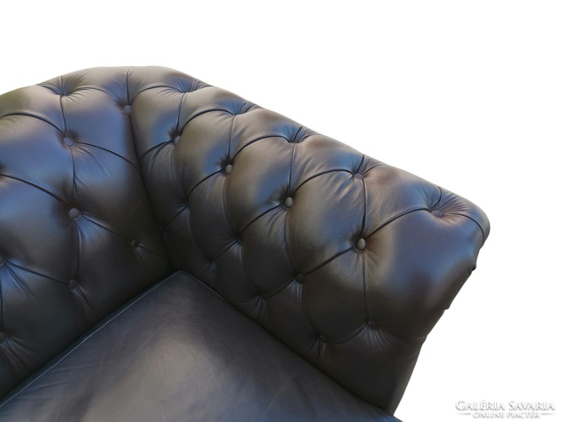 Chesterfield 3-seater leather sofa in a pair.