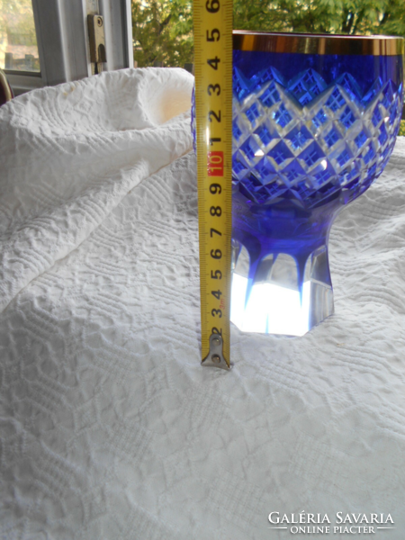 Vastag masszív olom kristály  váza- 15 cm