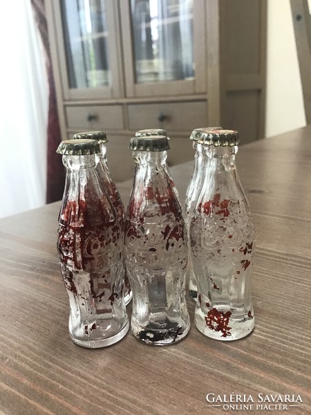 Old miniature coca-cola bottle with metal cap, 6 pcs.