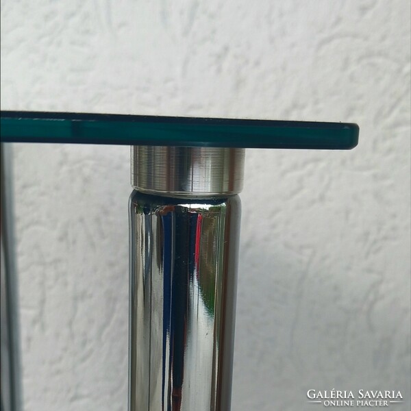 Bauhaus Italian króm-üveg lerakó asztal ALKUDHATÓ  design