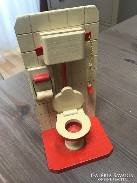 Old German toy toilet accessory made of wood