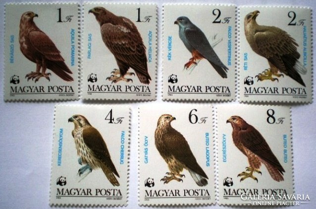 S3587-93 / 1983 Madarak - Védett Ragadozó Madarak bélyegsor postatiszta