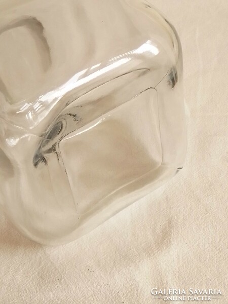 Old square molded glass bottle with pouring glass stopper