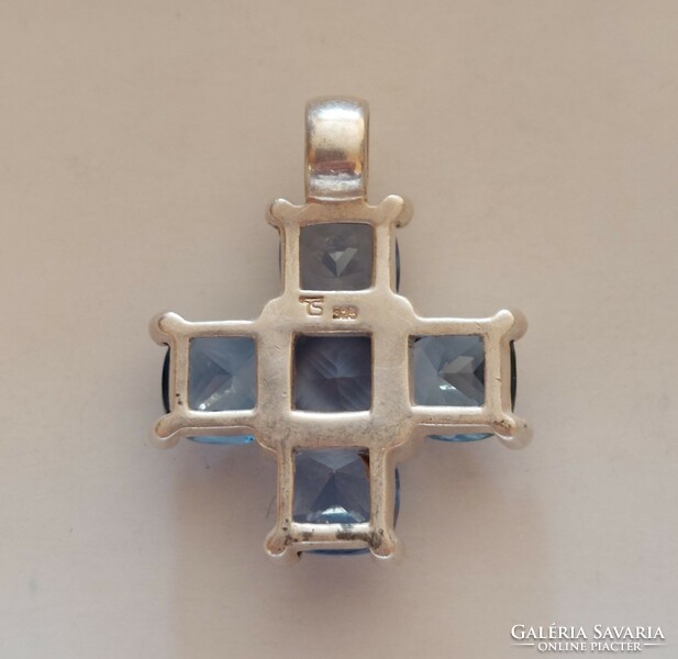 Thomas sabo silver cross pendant with light blue zirconia stones