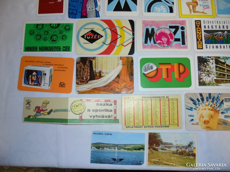 Thirty-two old card calendars - 1973 - together