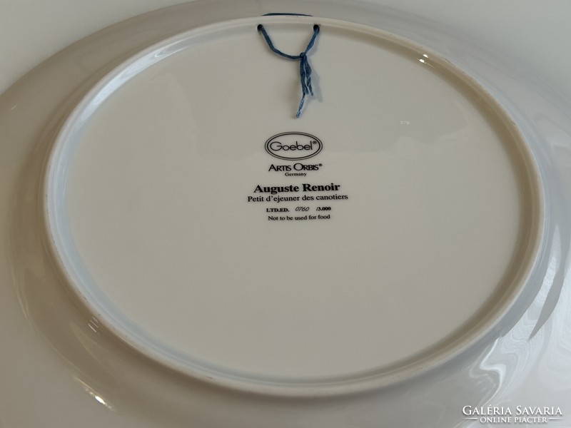 Goebel artis orbis: auguste renoir: breakfast of rowers porcelain wall plate/decoration plate