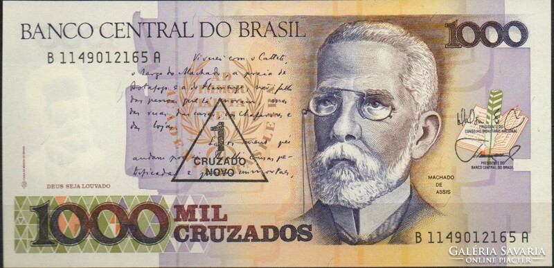 D - 152 -  Külföldi bankjegyek:  Brazilia 1989   1000 Cruzerios  UNC