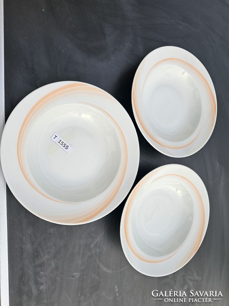 T1555 plain orange striped soup plates 3 pcs