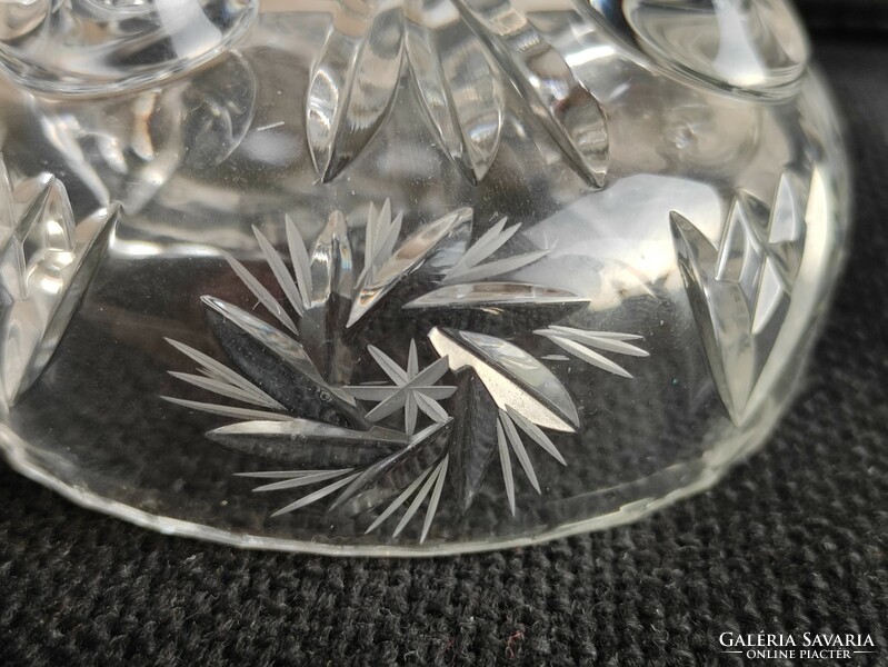 Bohemia small Czech three-legged rotating pattern polished crystal bonbonier with original label