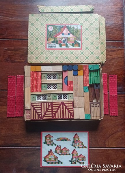Old, original, wooden block building toy. Older or around 1950