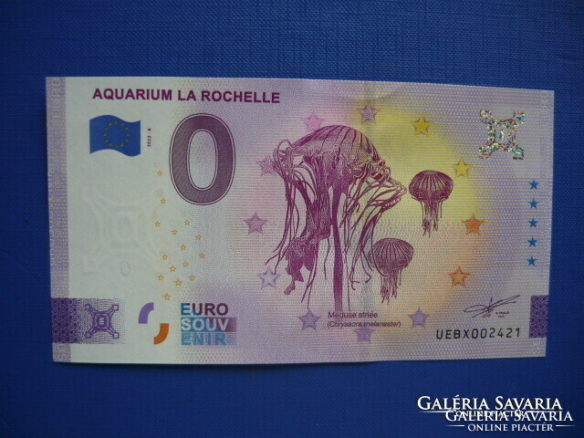 France 0 euro 2022 aquarium la rochelle jellyfish! Rare memory paper money! Unc!