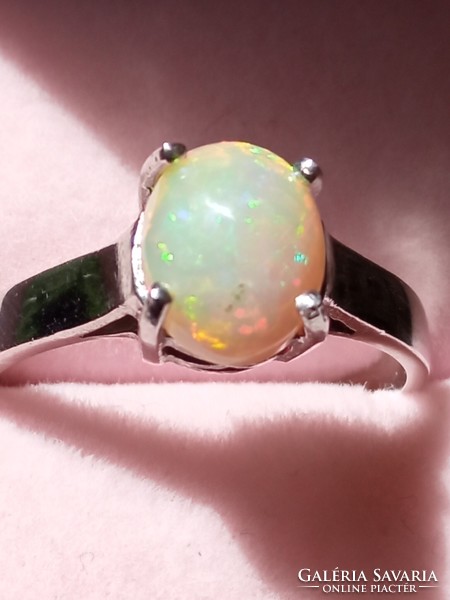 Ethiopian fire opal 925 silver ring 58