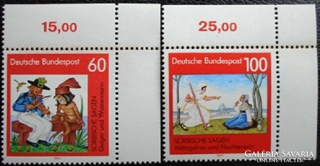N1576-7s / 1991 Németország Szorb legendák bélyegsor postatiszta ívsarki összegzőszámos