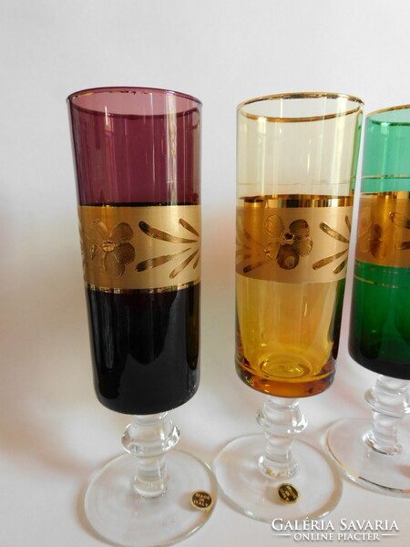 Vintage színes olasz  talpas poharak - 6 darab