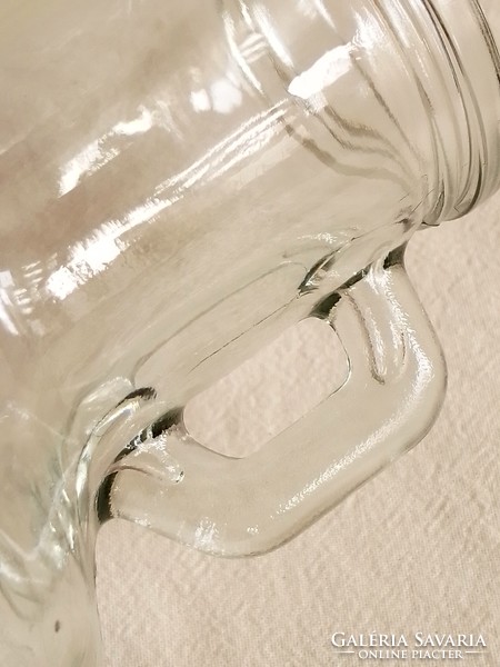 Glass jar with ears, vinegar-oil spout, beverage bottle, with vacuum-sealed stopper 16 cm