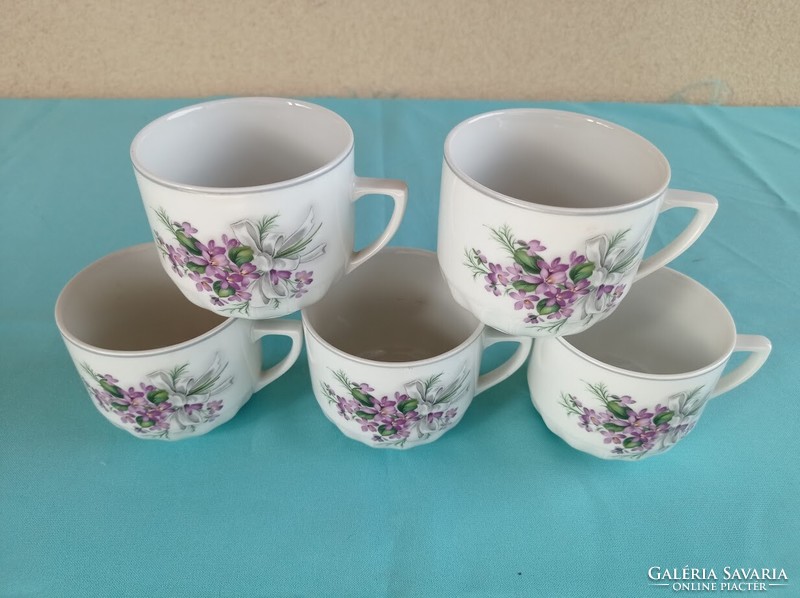 Czech Bohemian violet porcelain tea mugs