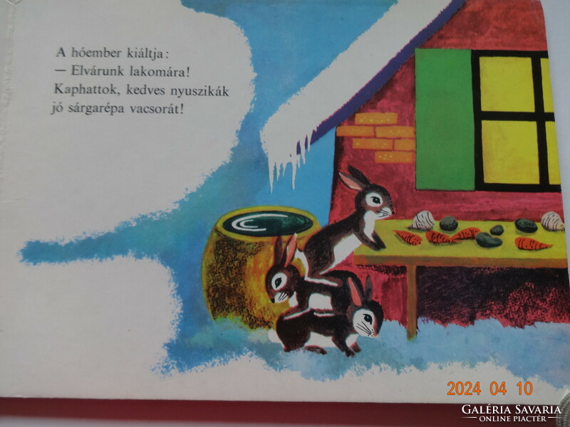 Ingeborg friebel: three bunnies in the snow - hardback storybook - old, rare (1973)