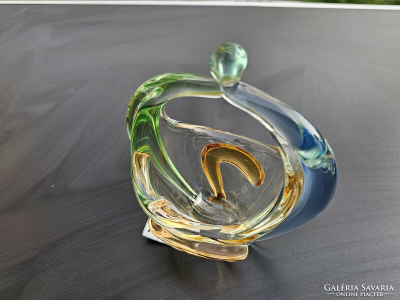 A0610 Csehszlovák üvegkosár 12 cm