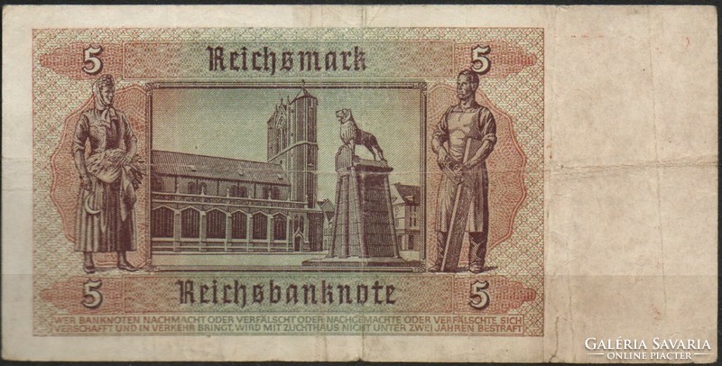 D - 145 - foreign banknotes: Germany 1942 5 imperial marks