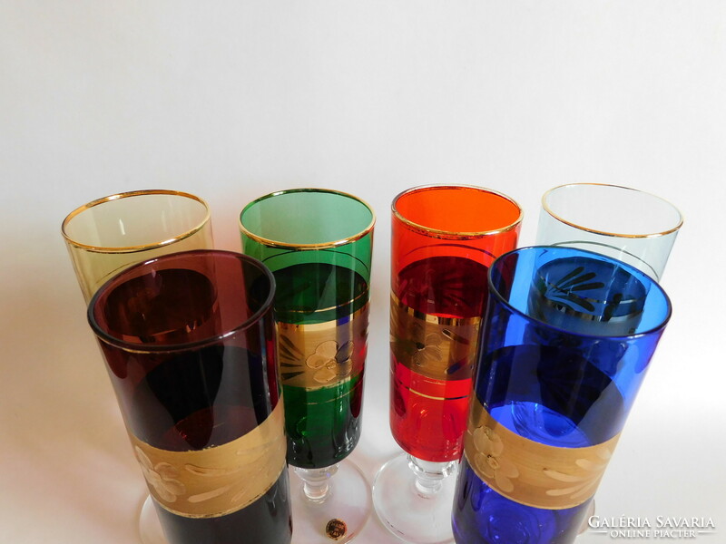 Vintage színes olasz  talpas poharak - 6 darab