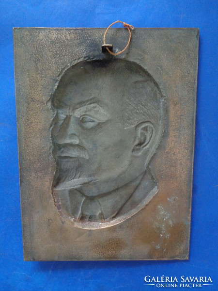Vintage bronze Lenin wall plaque