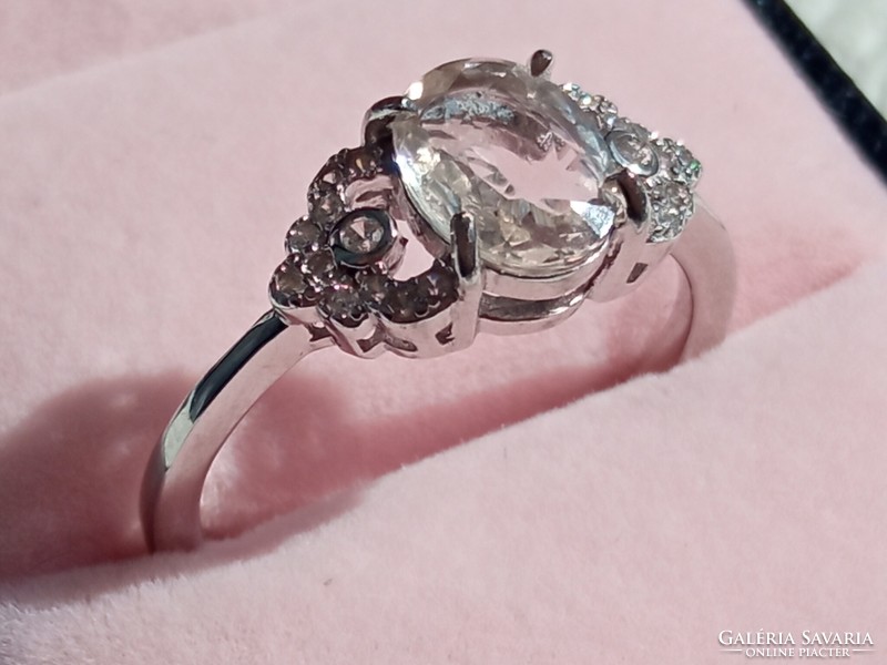 Morganite 925 silver ring 59